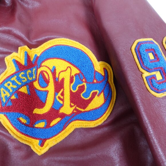 Vintage 1991 QUEEN'S UNIVERSITY Leather Varsity Jacket Men's 38 Made in Canada - Picture 5 of 13